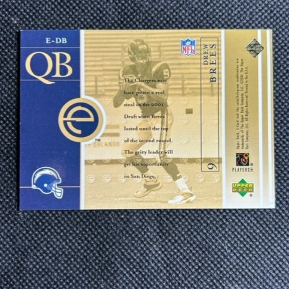 2001 Upper Deck e-Card #E-DB Drew Brees Chargers RC Rookie - Picture 2 of 2
